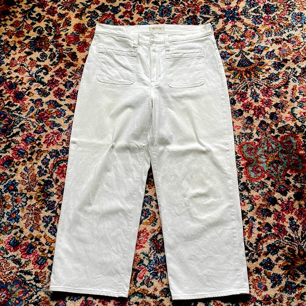 Madewell perfect vintage wide-leg crop Jean, Tile white, size 32